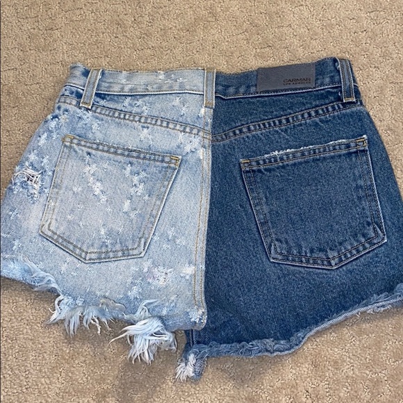 Two toned jean shorts with cute rip on right side! - Picture 2 of 7